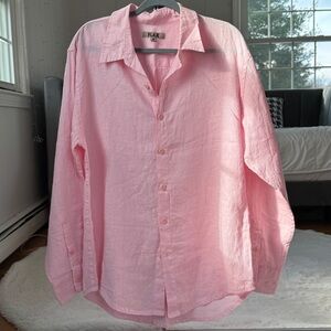 Flax Pink Linen Button Up Shirt